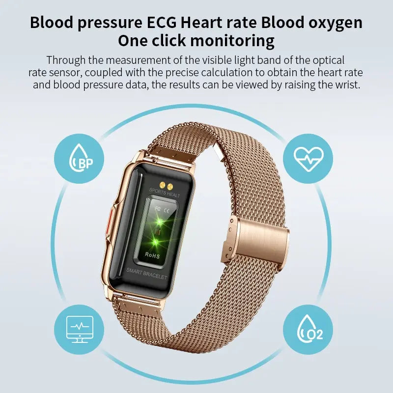 Classic Smart Bracelet Ladies Smart Watch Men Heart Rate Blood Oxygen Waterproof Sports Smart Strap Women Watch for Android IOS