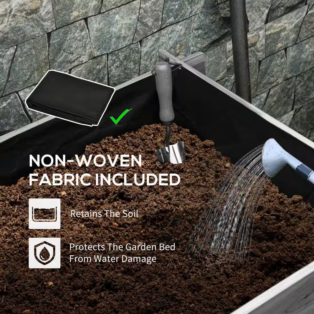 3-Tier Raised Garden Bed for Vegetables, Herbs, Outdoor Plants, Gray
