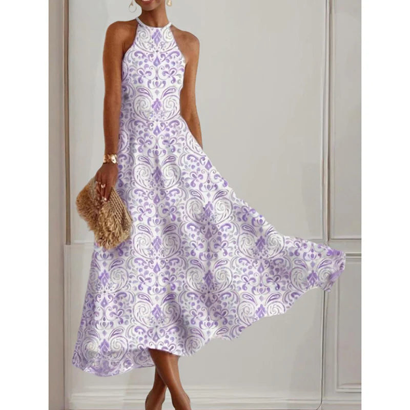 Women Summer Backless Bohemian Floral Dress