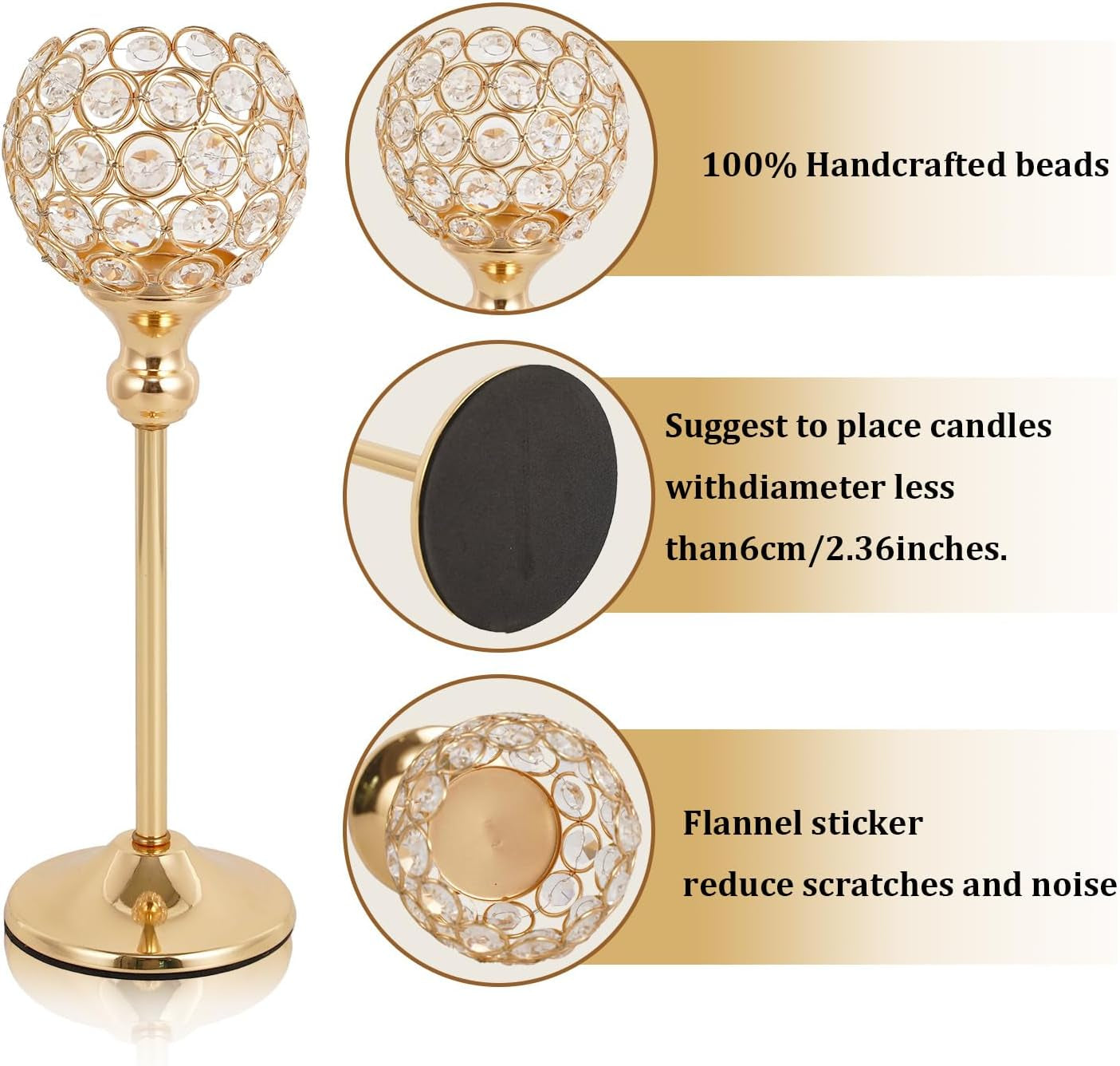 Gold Crystal Candle Holders Set of 16 for Wedding Centerpieces,Votive Crystal Candle Holders for Home Fireplace Coffee Table Mantle Decor Candelabros De Mesa