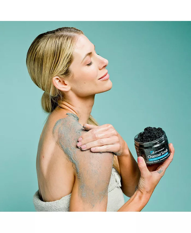 Naturals Charcoal Exfoliating Body Scrub Polish with Collagen 12 Oz