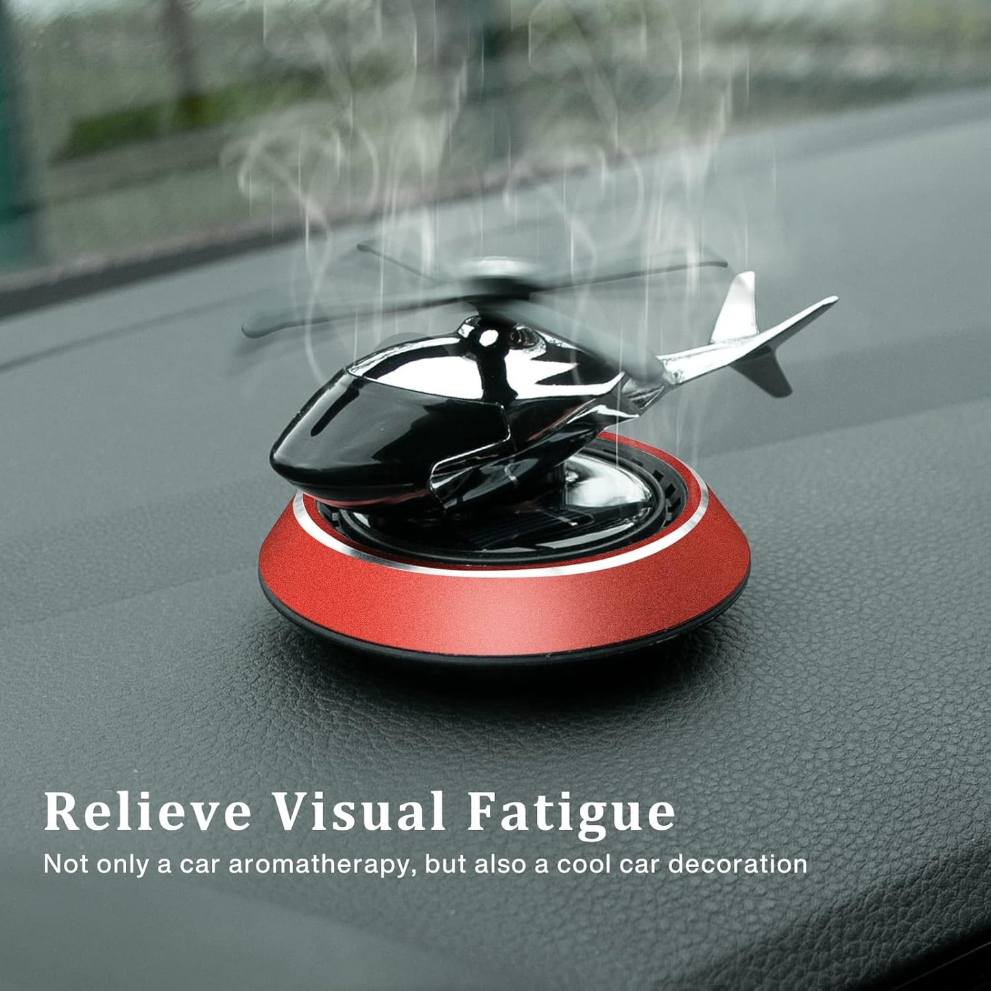 Car Air Fresheners with Solar Rotation, Creative Car Perfume Decoration, Relieve Stress and Purifie Odors, Use at Car Office and Home, Red