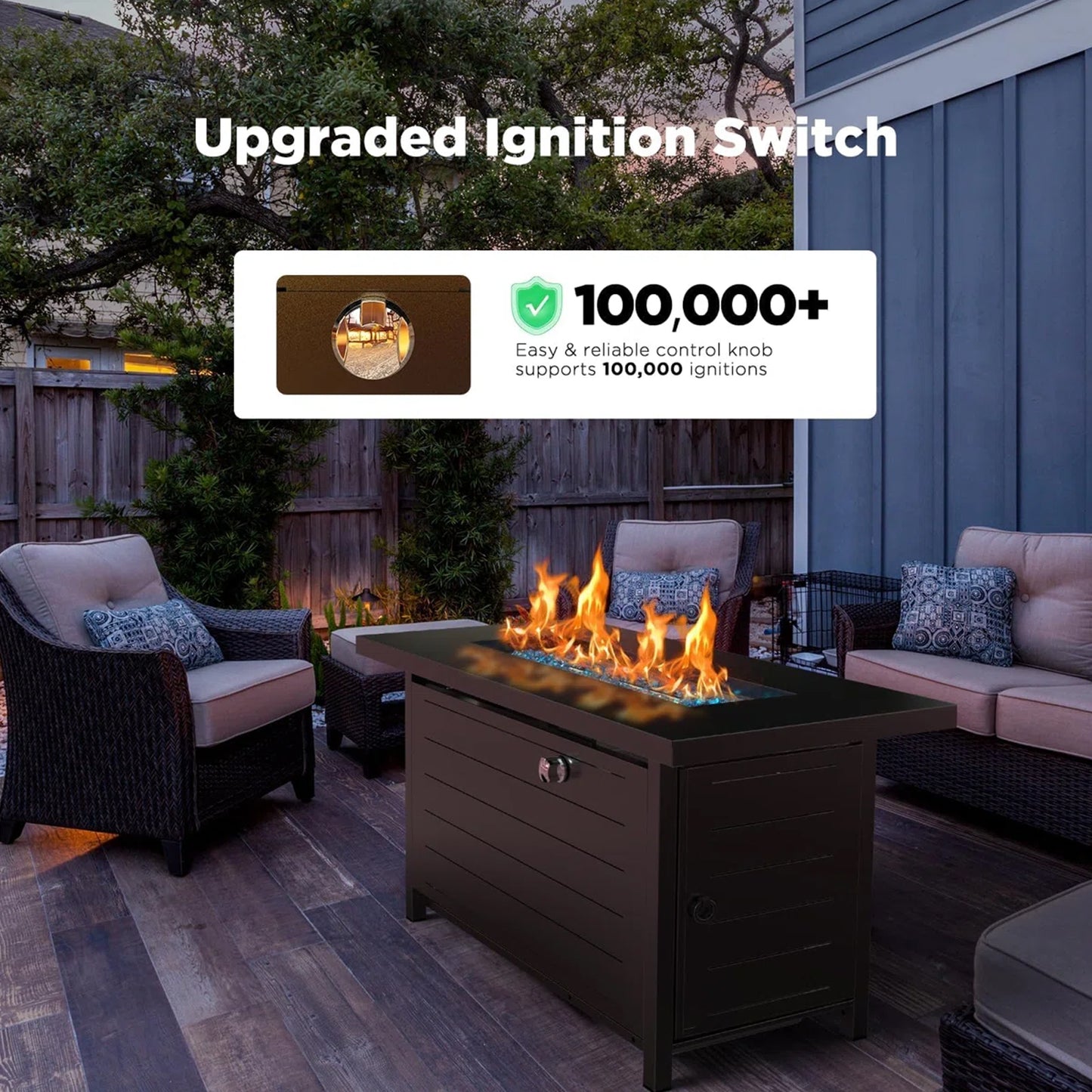 43" Outdoor Propane Fire Pit Table - 60,000 BTU with Lid, Glass Beads, Cup Holders, Hanging Shelf & Nylon Cover - Perfect for Your Patio!