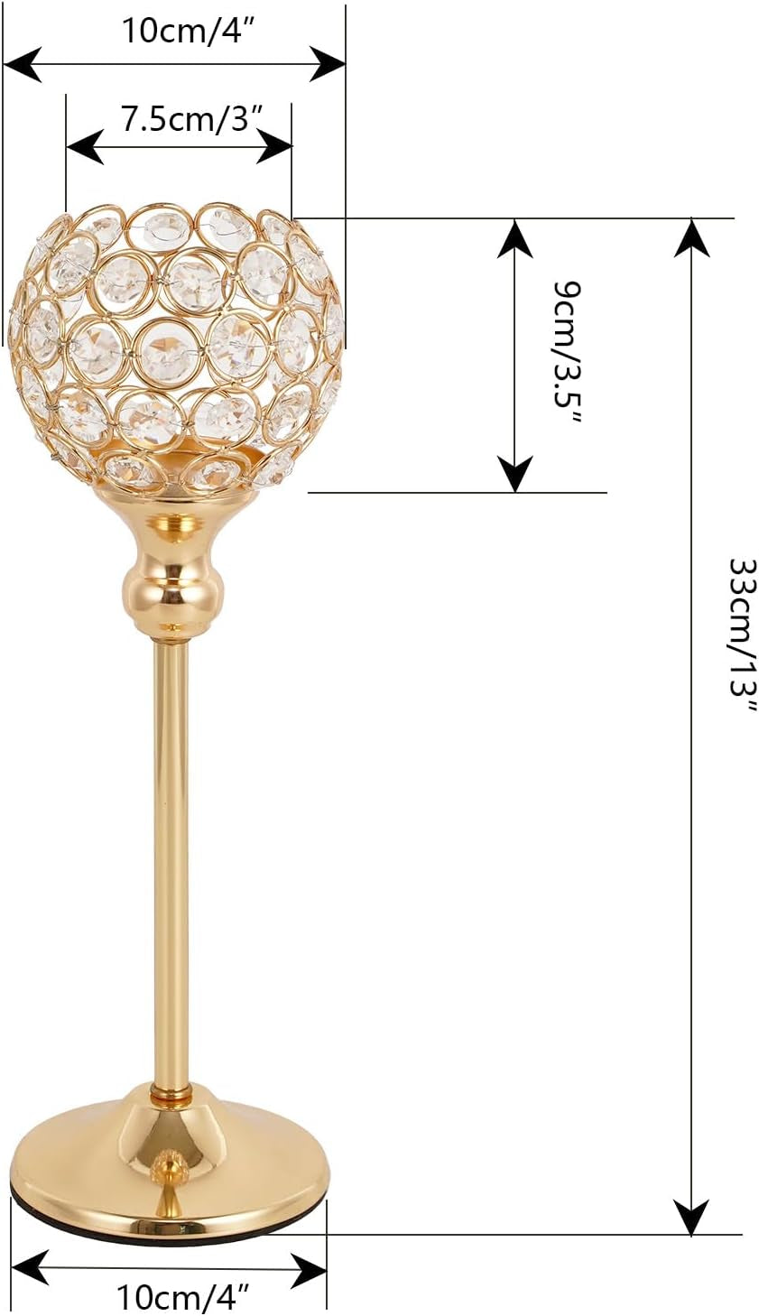 Gold Crystal Candle Holders Set of 16 for Wedding Centerpieces,Votive Crystal Candle Holders for Home Fireplace Coffee Table Mantle Decor Candelabros De Mesa