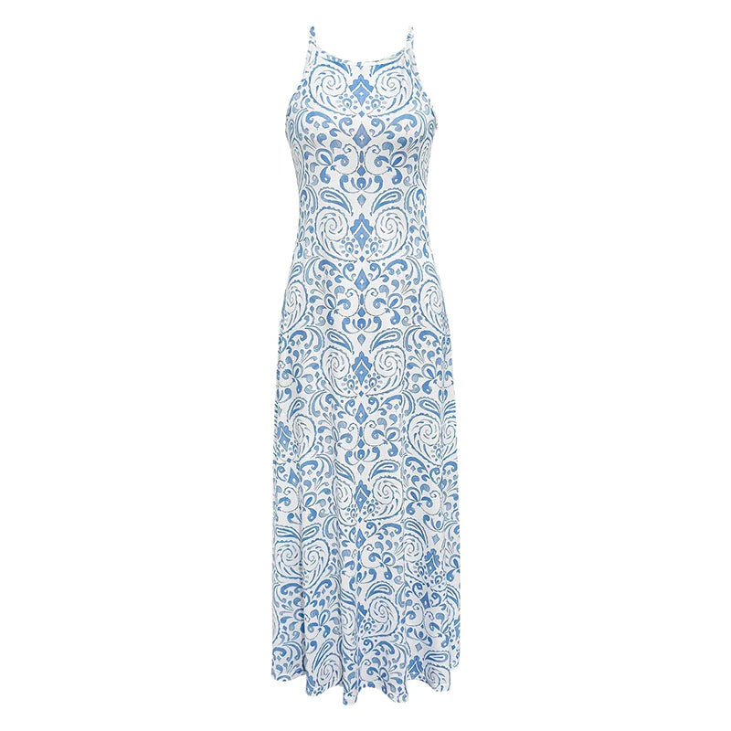Women Summer Backless Bohemian Floral Dress
