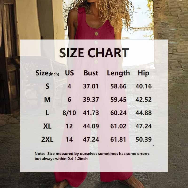 Women Elegant Casual Front Button Wide Leg Jumpsuit