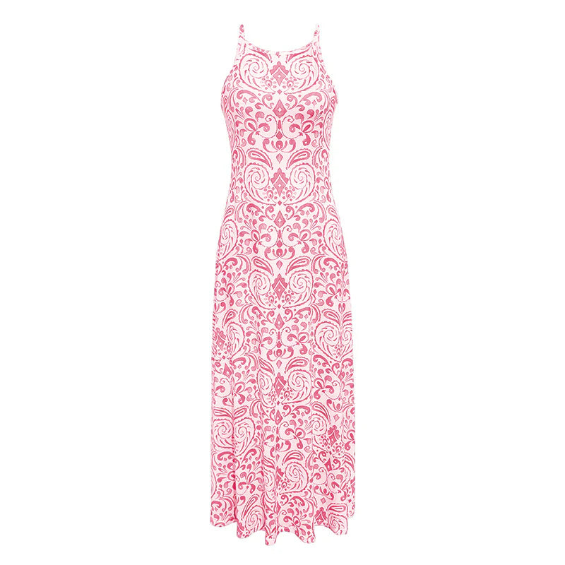 Women Summer Backless Bohemian Floral Dress