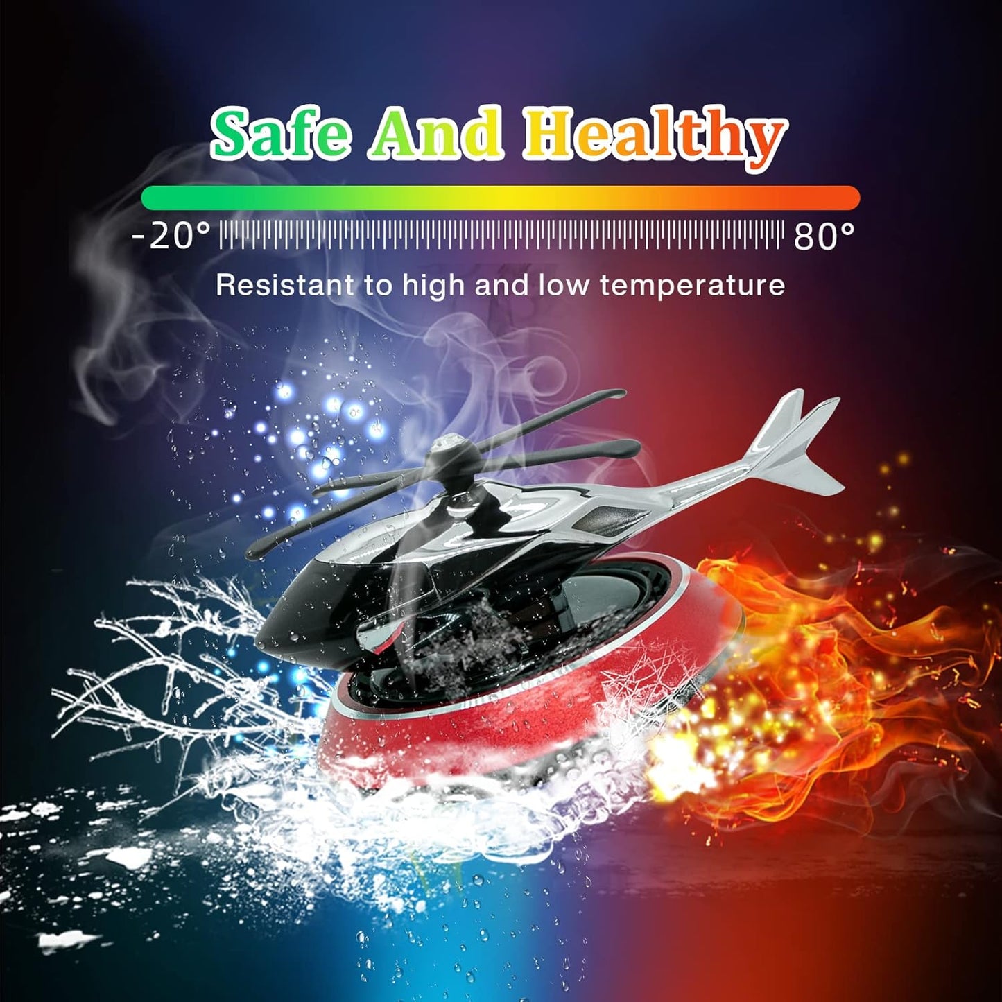 Car Air Fresheners with Solar Rotation, Creative Car Perfume Decoration, Relieve Stress and Purifie Odors, Use at Car Office and Home, Red