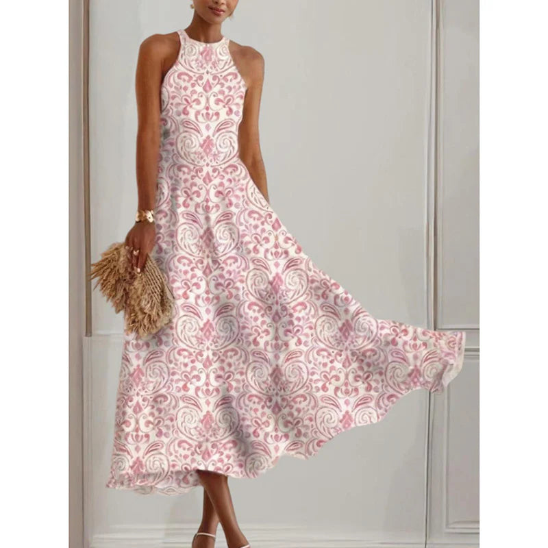 Women Summer Backless Bohemian Floral Dress