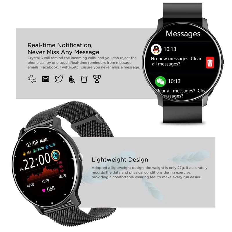 Classic Smart Bracelet Ladies Smart Watch Men Heart Rate Blood Oxygen Waterproof Sports Smart Strap Women Watch for Android IOS