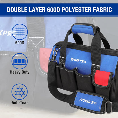 14-Inch Tool Bag, Multi-Pocket Tool Organizer with Adjustable Shoulder Strap