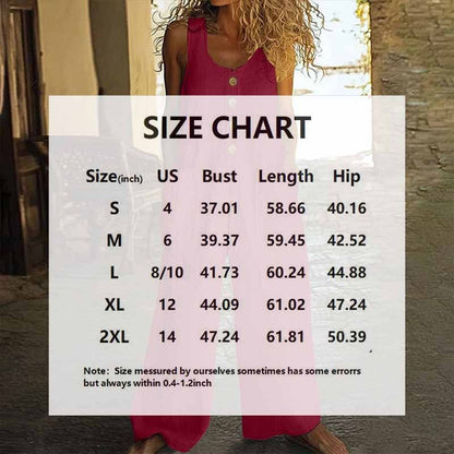 Women Elegant Casual Front Button Wide Leg Jumpsuit