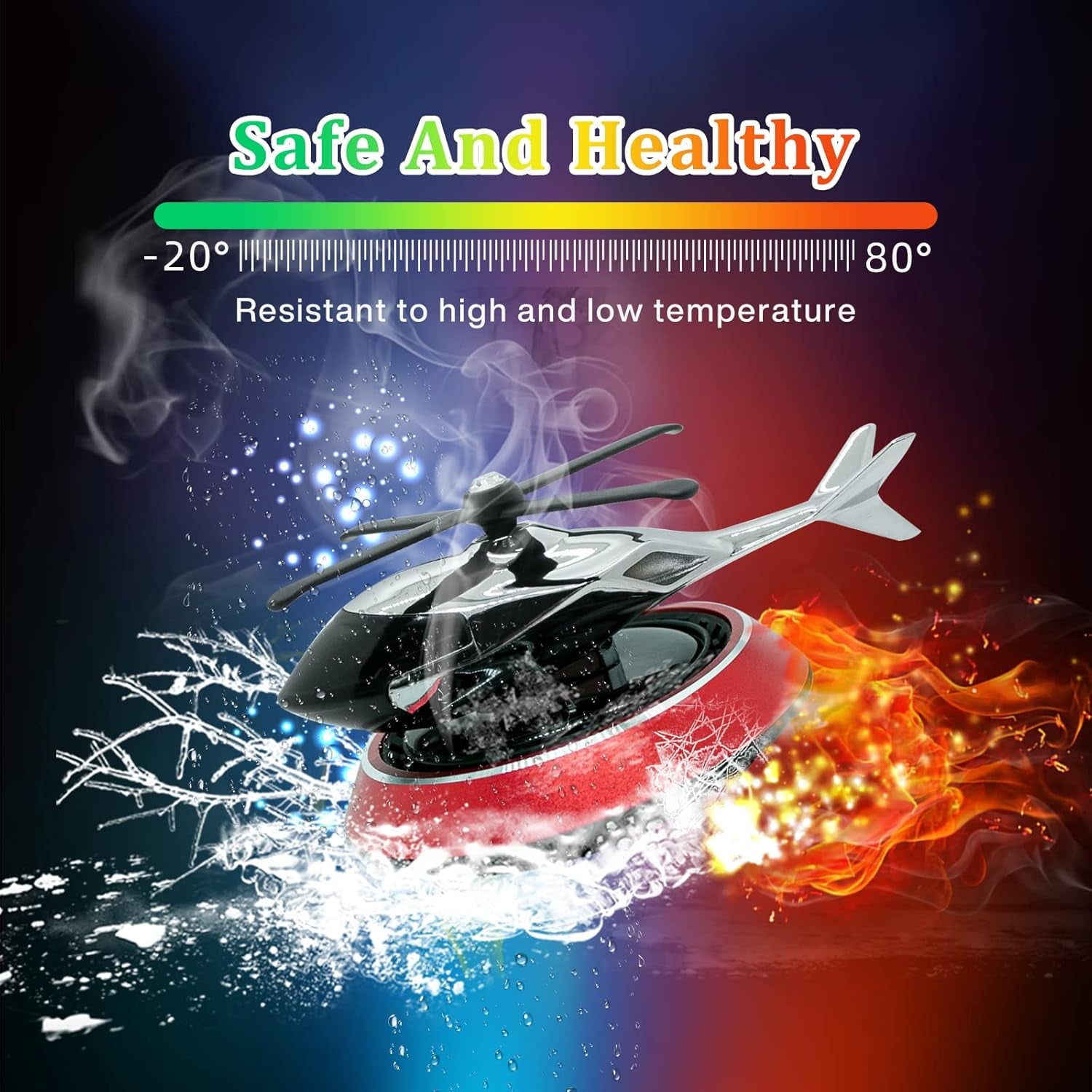 Car Air Fresheners with Solar Rotation, Creative Car Perfume Decoration, Relieve Stress and Purifie Odors, Use at Car Office and Home, Red